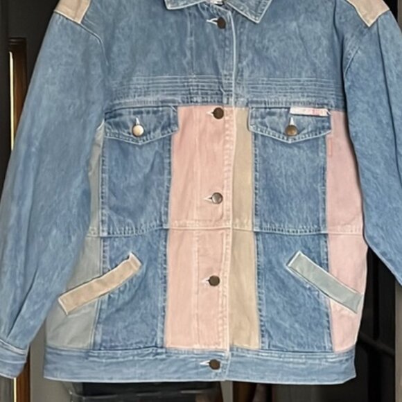 Vintage Together Pastel Color Block Denim Jean Jacket - Picture 5 of 13